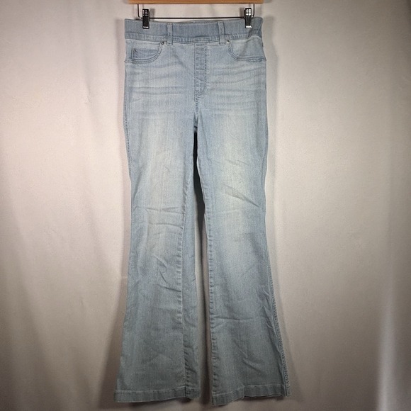 SPANX Pants - Spanx Flare Jeans Womens Large Stretch Comfort Light Wash Pull On Shapewear Blue